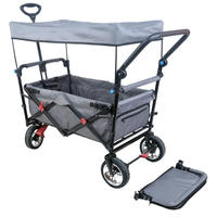 Chariot de jardin pliable avec auvent pour festivals, camping, chariot de transport, poussettes, trotteurs et chariots pour enfants