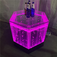 Table basse moderne table de bar et table basse en métal avec lumière LED RGB