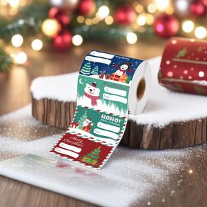 Pegatinas Adhesivas Decorativas de Dibujos Animados Navideños, Impermeables y Escribibles para Cajas de Regalo, Material de Papel - Product Image 4