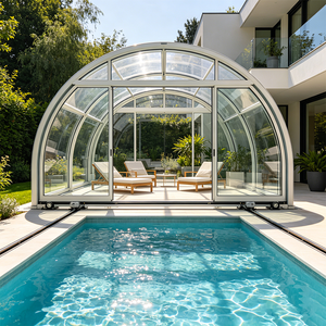 Solárium Móvil <span class=keywords><strong>de</strong></span> Vidrio Moderno Personalizable, Marco con Recubrimiento en Polvo, Aislamiento Térmico, Impermeable, Ecológico, para Villa, Jardín, Área <span class=keywords><strong>de</strong></span> Piscina - Product Image 1