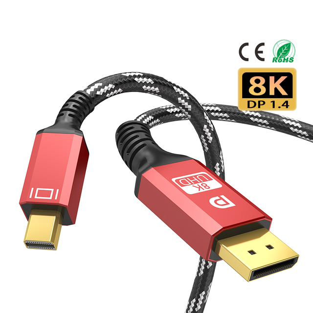 Free Sample Mini DP Cable Mini DP Cable to DP 1.4 144hz 8K Adapter for Macbook Pro Air Projector