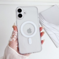 Coque de téléphone magnétique en acrylique emballée pour la vente au détail, compatible avec iPhone Duo 18 17 Air 16E 16 15 14 13 11 Pro Max Plus SE, avec dos transparent