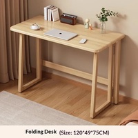 Bureau pliant en bois massif pour la maison et le bureau, sans assemblage, bureau d'étude et d'écriture, bureau à plateau épais, petit poste de travail, table de lecture pliable