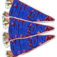 Patch en chenille de haute qualité avec sequins, thermocollant, brodé, pour chapeaux, sports, baseball et football