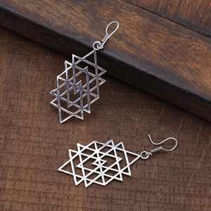 New Arrival Handmade Sterling Silver Sri Yantra Tribal Geometric <b>Hoop</b> <b>Earrings</b> <b>Fashionable</b> Wedding Party Gift Jewelry for Women - Product Image 2