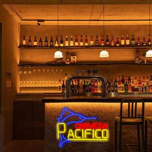 Enseignes au néon en acrylique Pacific Beer Fish Design, LED à intensité variable, alimentées par USB, décoration murale pour bar/restaurant, cadeaux de Noël/anniversaire - Product Image 4