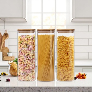 <span class=keywords><strong>Set</strong></span> di barattoli di vetro quadrati minimalisti con grande capacità sigillati contenitori per alimenti perlati in cotone per uso cucina - Product Image 3