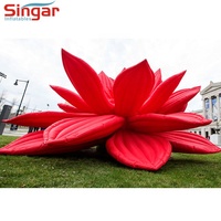 Fleur de lotus géante rose gonflable avec lumières pour la décoration de scène d'événements en plein air