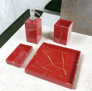 Resin Solid Material Luxury <b>Bathroom</b> Set 4 Piece Resin <b>Bathroom</b> <b>Accessories</b> Set With Soap Dispenser Tumbler - Product Image 1