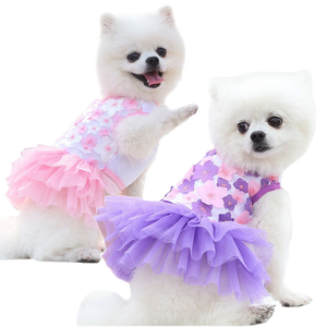 Robe florale pour <span class=keywords><strong>chien</strong></span> en gros, jupe d'été <span class=keywords><strong>à</strong></span> volants pour animaux de compagnie, vêtements respirants en polyester pour chiots de petite taille OEM/ODM - Product Image 2