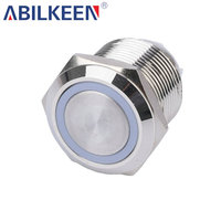 Interrupteur à bouton-poussoir métallique étanche IP65, résistant à la corrosion, à verrouillage, avec anneau LED lumineux, 2A 250V, équipement électrique marin