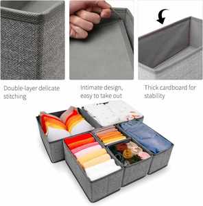 Rectangle Eco-Friendly Modern <b>6</b>-Piece Set Underwear Storage <b>Drawer</b> Organizer Clothes Non-Woven Fabric Foldable Dividers 3-6L - Product Image 2