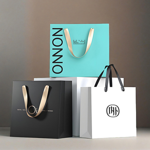 All'ingrosso confezione di profumo di abbigliamento per gioielli regalo sacchetto di carta personalizzato con Logo di lusso nero moderno fustagliato sacchetti di carta unici - Product Image 3