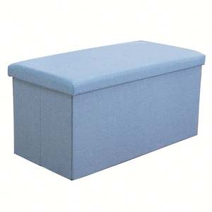 Taburete de Almacenamiento Pequeño para el Hogar, Plegable, Rectangular, de Tela, Otomana de Lino, Reposapiés, Asiento - Product Image 2