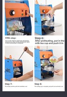 Machine de scellage manuelle commerciale pour gobelets de boissons, personnalisable pour les canettes de thé au lait et de lait de soja, pression manuelle pour les gobelets