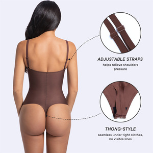ZOYIAME Body string amincissant sans couture, effet ventre plat, décolleté plongeant, avec soutien-gorge sans armatures dos nu et bonnets intégrés - Product Image 4