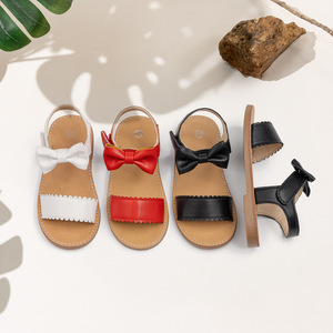 Sandalias de Playa de Verano para Niñas, Sandalias de Color Sólido con Punta Abierta y Lazo para Niñas - Product Image 2