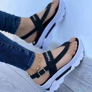 <span class=keywords><strong>Sandali</strong></span> con zeppa estivi da donna 2025 di tendenza, con plateau, in pelle PU, a punta aperta e cinturino alla caviglia - Product Image 3