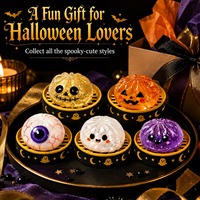 Jouet Squishy Personnalisé Halloween en Forme de Dumpling, Kawaii, Rempli de Gel TPR, à Remontée Lente, Anti-Stress Sensoriel, Boîte Mystère, Vente en Gros