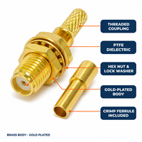 Connecteur RF coaxial droit mâle à sertir en laiton, modèle RP-C-J58, 12V, marque professionnelle RFBestar, OEM, pour câbles RG58, LMR200, LMR195