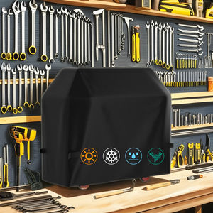 Penutup kain Oxford 210 tahan debu tahan air untuk furnitur luar ruangan kursi poliester PVC kain hitam untuk pemanggang BBQ teras taman - Product Image 3