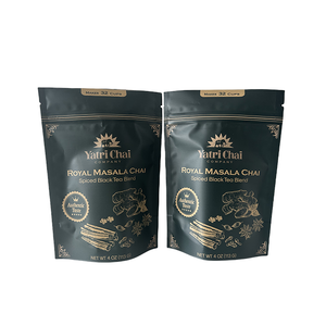 Impresión personalizada 4oz Embalaje de té Bolsas de plástico Mylar de grado alimenticio Cremallera resellable Bolsa de pie para té <span class=keywords><strong>Chai</strong></span> Black Powder - Product Image 1