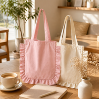 Sac fourre-tout en toile personnalisé à volants, motif lettres, souple, grande capacité, réutilisable, pour cadeau d'affaires ou usage quotidien