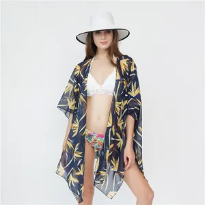 MIO夏季时尚比基尼印花顶级沙滩旅游度假披肩枫木开衫和服长