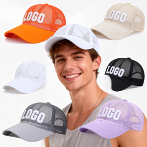 Casquettes de baseball trucker en maille non structurée, 6 panneaux, couleur unie, avec logo personnalisé, pour la course, la pêche et les sports de plein air, vente en gros - Product Image 6