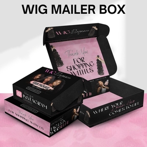 Boîte d'Expédition Postale en Carton Ondulé Kraft Rose et Noir Personnalisée pour Emballage Commercial de Perruques avec Logo Personnalisé - Product Image 1
