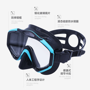 Máscara de Buceo con Cristal Templado Antivaho y Correa Ajustable para Adultos, Equipo de Snorkel y Buceo - Product Image 1