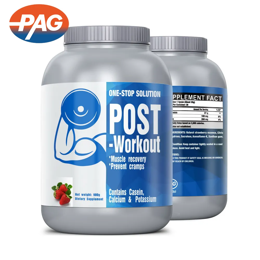 PAGスポーツ栄養サプリメント製品筋肉回復はけいれんを防ぎますカゼインエネルギーボディービルポストワークアウトパウダードリンク