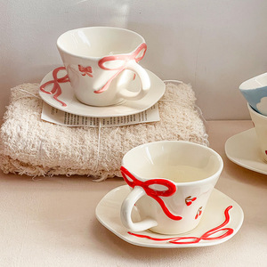 Juego de Taza y Platillo de Cerámica Pintados a Mano al por Mayor, Taza de Café Estética para Chicas - Product Image 3