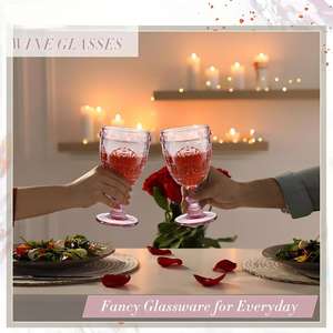 Verres à vin rouge épais et colorés de style vintage européen, gobelets à vin <span class=keywords><strong>rose</strong></span>, verres à <span class=keywords><strong>eau</strong></span> et à jus colorés et embossés - Product Image 5