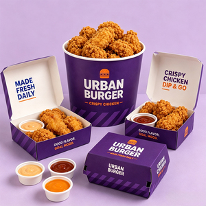 Boîte <span class=keywords><strong>à</strong></span> <span class=keywords><strong>frites</strong></span> jetable en papier pour emporter, emballage alimentaire personnalisé pour ailes de poulet, boîtes <span class=keywords><strong>à</strong></span> hamburgers, conteneur pour plats <span class=keywords><strong>à</strong></span> emporter rapides - Product Image 4