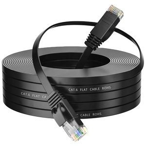 Câble réseau Ethernet plat D-sunty Cat6 30AWG UTP RJ45-RJ45 1m-30m, câble de brassage en cuivre nu noir - Product Image 1