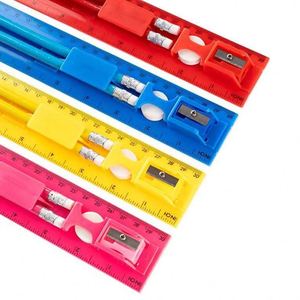 Ensemble de règles multifonctionnelles en plastique de 30 cm avec crayons, gomme et taille-crayon pour étudiants, écoles et cadeaux publicitaires - Product Image 2