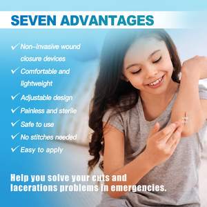 YOJO CE ISO EO Tiras Adhesivas Esterilizadas Reforzadas con Cierre de Cremallera para Cierre Quirúrgico de Heridas Tópicas en la Piel - Product Image 4