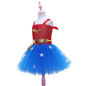 Niños rendimiento femenino superhéroe Wonder Cosplay disfraz burbuja vestido Halloween KID - Product Image 3
