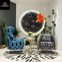 Fauteuil d'appoint classique de style royal à dossier haut, rembourré en velours, avec pieds sculptés dorés, pour projet de mobilier domestique