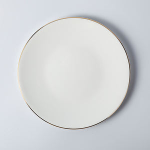 Juego de platos de cena laterales de porcelana blanca de 8 ", 10" y 12 "al por mayor platos de lujo con borde dorado de porcelana china de hueso para eventos, bodas, hoteles VIP - Product Image 3
