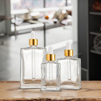 Fuyun 1oz Flacon compte-gouttes en verre transparent 30ml 50ml 100ml Pompe à sérum à paroi épaisse pour le visage Crème Mascara Cosmétique Toner Skincare
