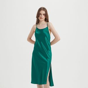 Nuovo Arrivo: Elegante Camicia da <span class=keywords><strong>Notte</strong></span> Lunga con Spalline Sottili in 100% Seta per Donna - Product Image 3