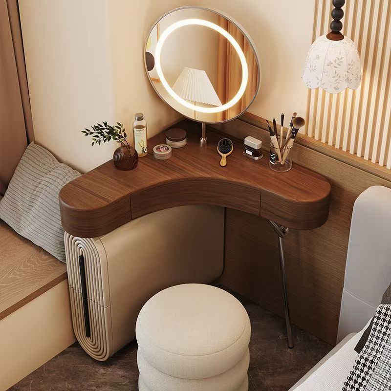 modern corner dressing table Corner Vanity Desk with Mirror, Modern Makeup Vanity Set With Stool &  Cabinet, Wooden Dressing Table with Drawers for Bedroom Bathroom : Target