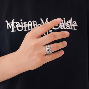 Anillo de Cadena Estilo Hip Hop Europeo y Americano, Anillo de Zirconia Chapado en Oro, Anillo Hip Hop para Hombre - Product Image 4