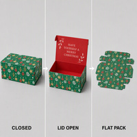 Boîte cadeau pliable à rabat frontal vert et rouge pour Noël, impression personnalisée pour les cadeaux de Noël, vente en gros, fournisseur d'usine