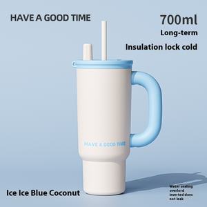 2025 Hot Selling New <b>Large</b> Capacity 500ml Office Stainless Steel Straw Mug Portable Ice Cup <b>with</b> <b>Plastic</b> <b>Lid</b> Overlord Thermos - Product Image 3
