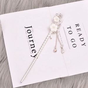 Accessoires de cheveux en perles de strass fleurs chinoises fourchettes à cheveux longues pampilles baguettes <span class=keywords><strong>chignon</strong></span> épingle à cheveux baguettes pour femmes - Product Image 6