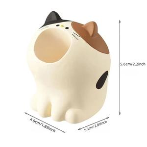 Porte-stylos et crayons mignon en résine, motif animaux (chat, <span class=keywords><strong>chien</strong></span>, dinosaure, lapin), mini rangement pour bureau, décorations <span class=keywords><strong>de</strong></span> bureau, petit support pour stylos et crayons. - Product Image 6
