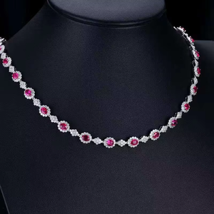Collier de luxe pour femme en or 18 carats avec pendentif en rubis naturel non chauffé couleur sang de pigeon 7,49 ct, bijoux de mariage - Product Image 3